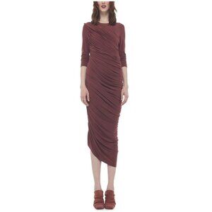 Norma Kamali Diana Maxi Gown Dress Size S/36 Copper Ruched Party Formal Gala